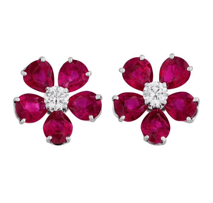 Oscar Heyman Ruby Earrings, 6.36 Carats