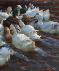 Sixteen Ducks in the Evening by Alexander Koester