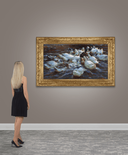Sixteen Ducks in the Evening by Alexander Koester