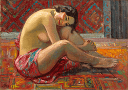 Mireille in a Red Bathrobe by Jean Puy