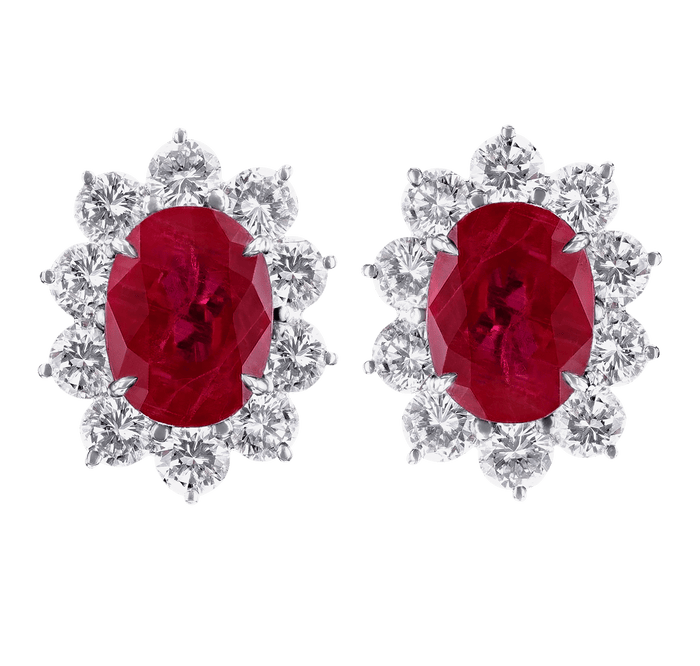 Burma Ruby Earrings, 8.39 Carats