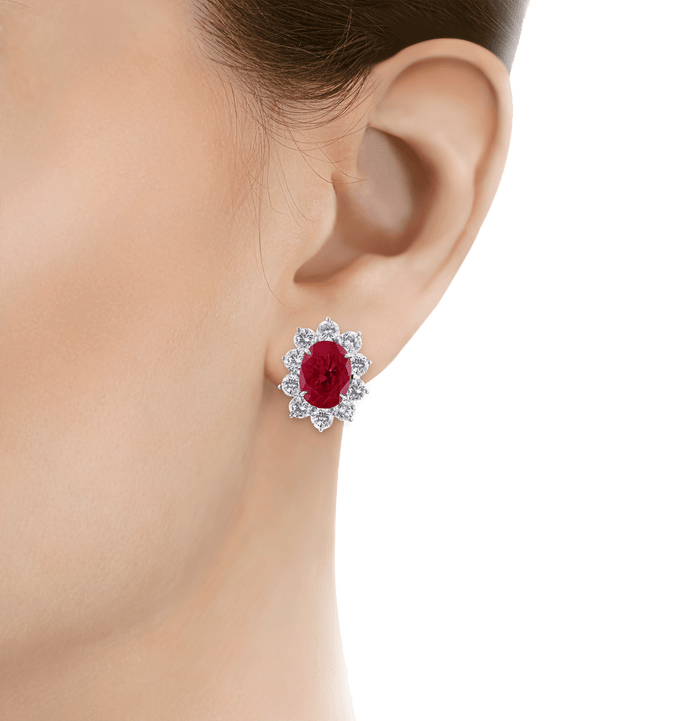 Burma Ruby Earrings, 8.39 Carats