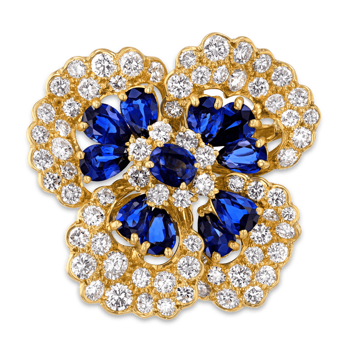 Oscar Heyman Floral Sapphire Brooch, 6.85 Carats