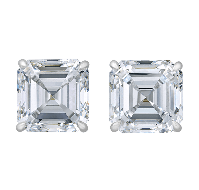 Asscher Cut Diamond Earrings, 6.02 Carats