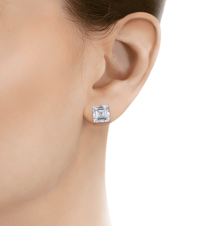 Asscher Cut Diamond Earrings, 6.02 Carats