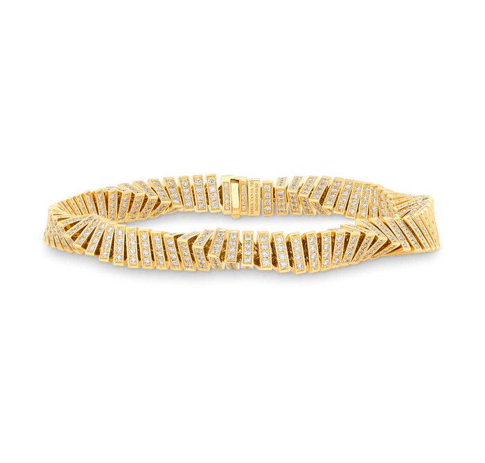 Yellow Gold Twisted Diamond Bracelet, 8.31 Carats