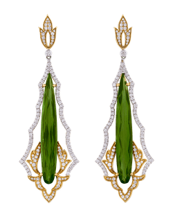 Green Tourmaline Earrings, 14.16 Carats