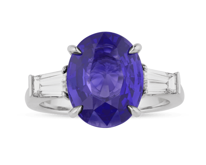 Unheated Purple Sapphire Ring, 5.04 Carats