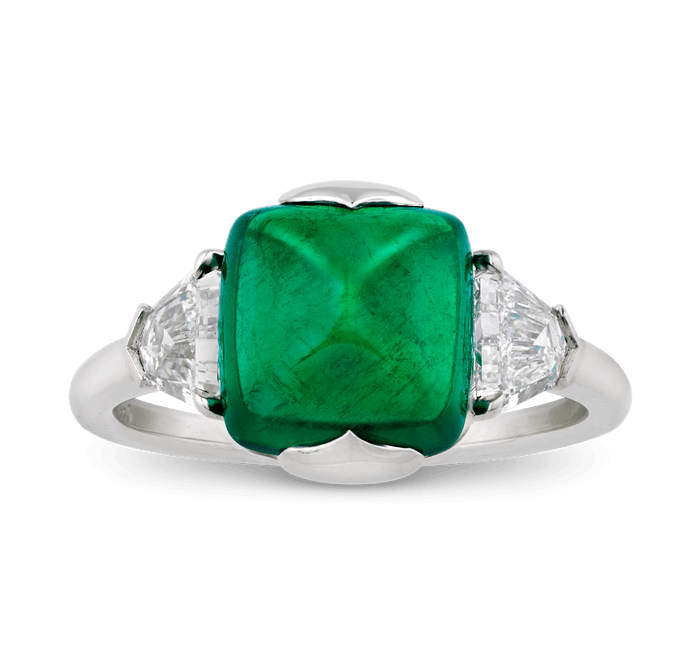 Sugarloaf Colombian Emerald Ring, 3.43 Carats