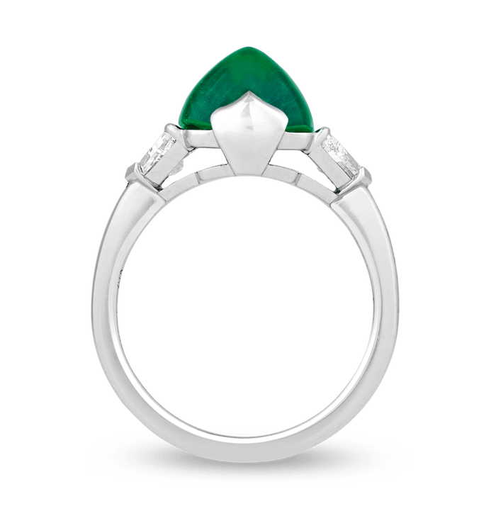 Sugarloaf Colombian Emerald Ring, 3.43 Carats