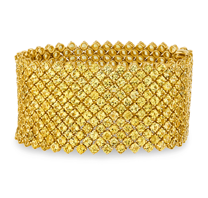 Yellow Sapphire Mesh Bracelet, 66.24 Carats