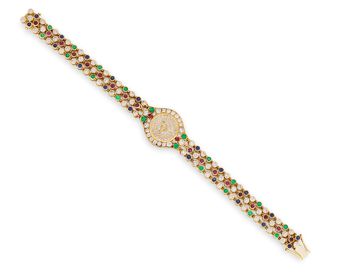 Chopard Diamond, Emerald, Ruby and Sapphire Watch