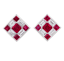 Ruby and Diamond Dice Earrings