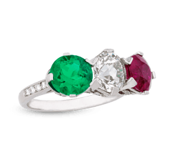 Ruby, Diamond and Emerald Ring
