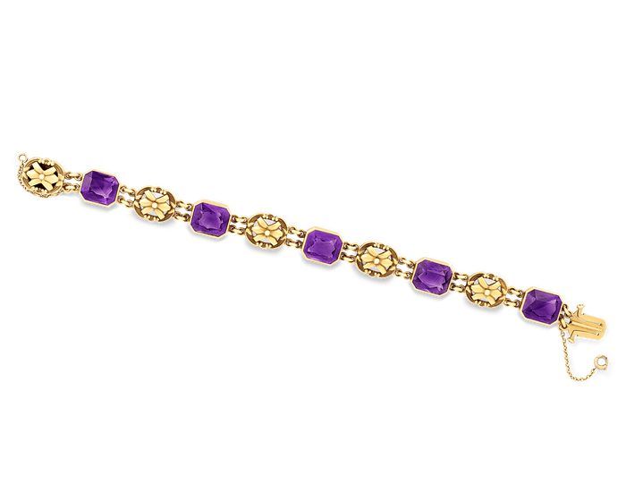 Louis Comfort Tiffany Amethyst Bracelet, 25.50 Carats
