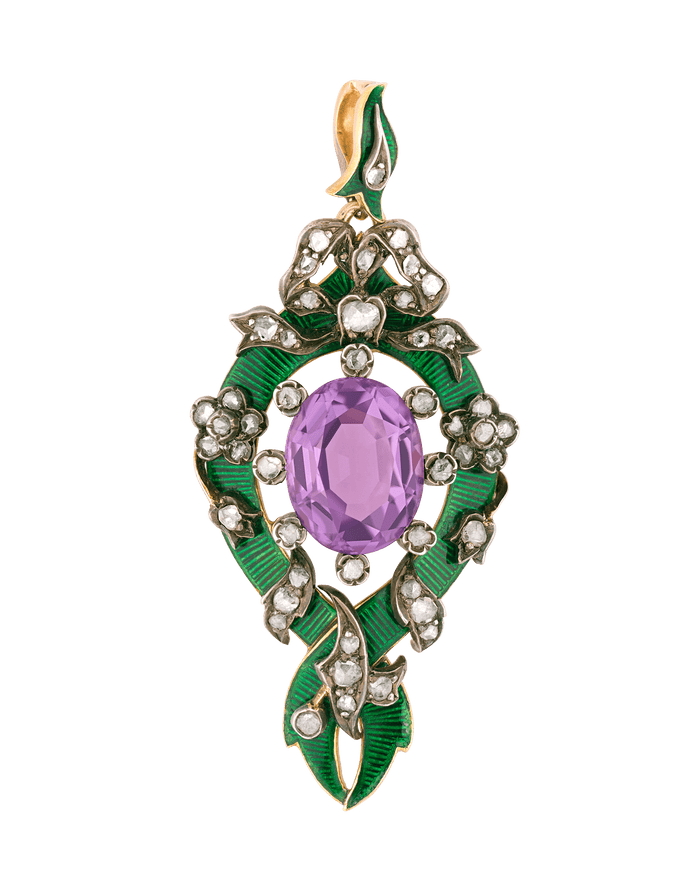 Victorian Amethyst Suffragette Pendant