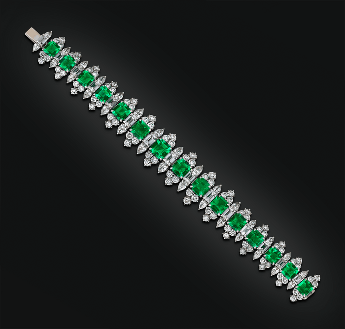 Colombian Emerald and Diamond Bracelet, 34.50 carats