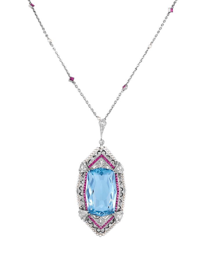 Tiffany & Co. Aquamarine Pendant Necklace, 40.00 carats