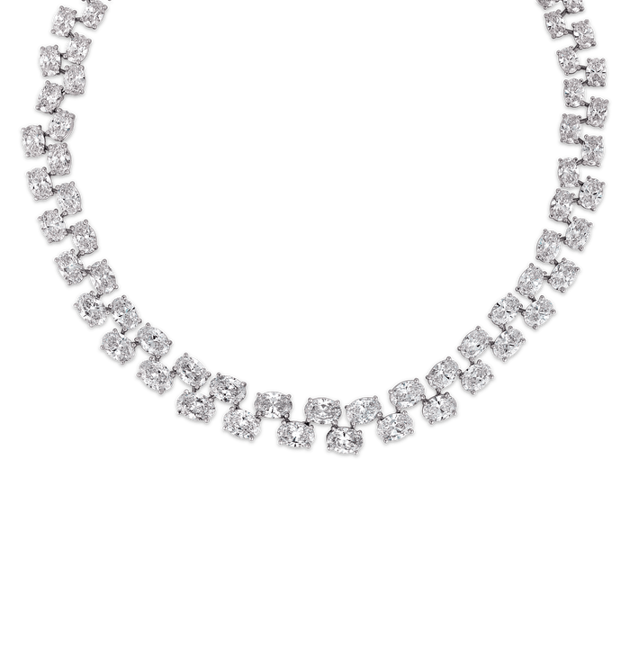 Double-Line Diamond Necklace, 57.80 carats
