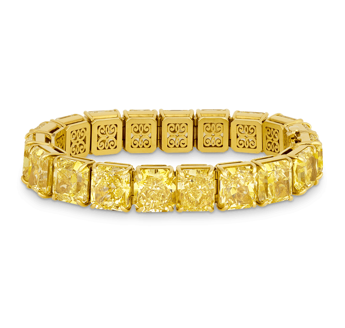 Fancy Intense Yellow Diamond Bracelet, 102.04 Carats