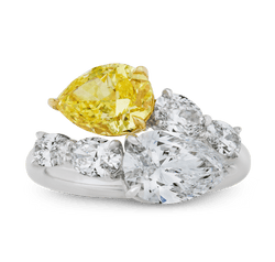 Fancy Vivid Yellow and White Diamond Bypass Ring