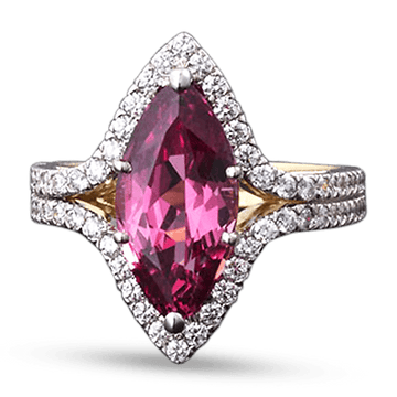 Red Spinel and Diamond Ring, 3.95 Carats