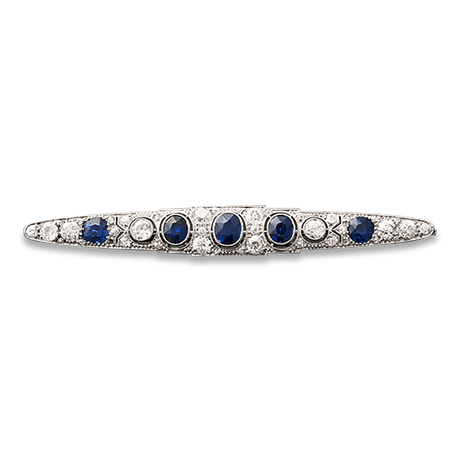 Antique Sapphire and Diamond Bar Pin
