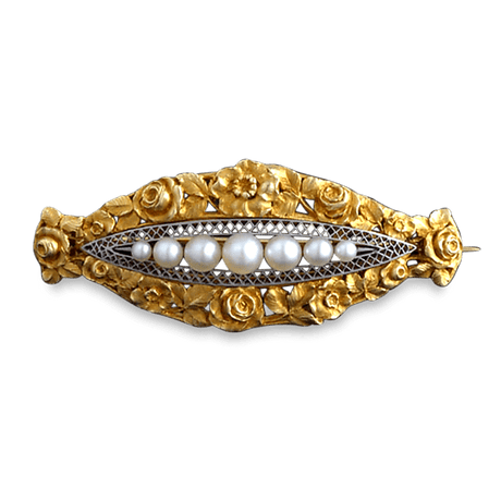 Art Nouveau Pearl Brooch