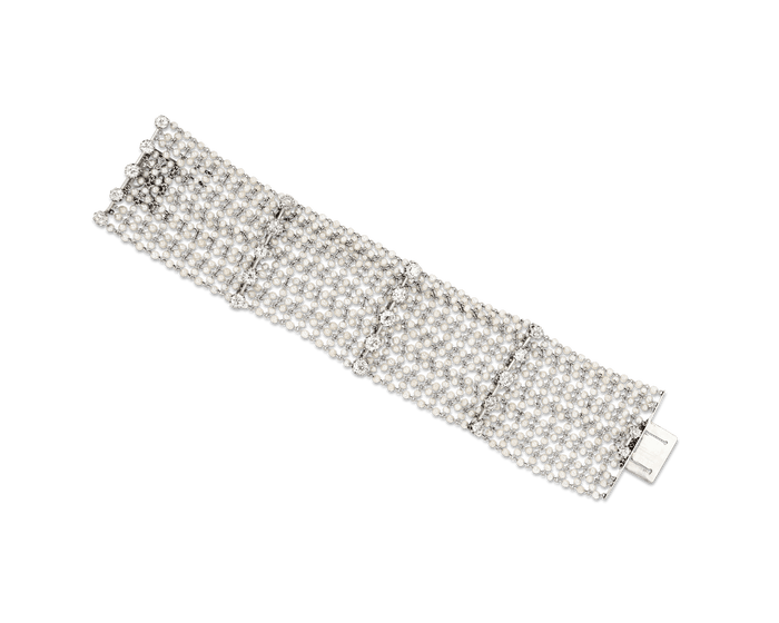 Art Deco Pearl and Diamond Bracelet