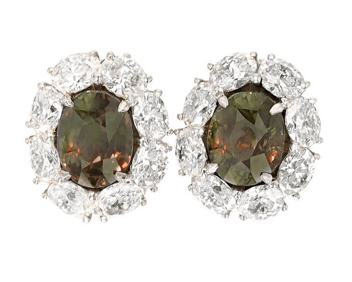 Alexandrite and Diamond Earrings