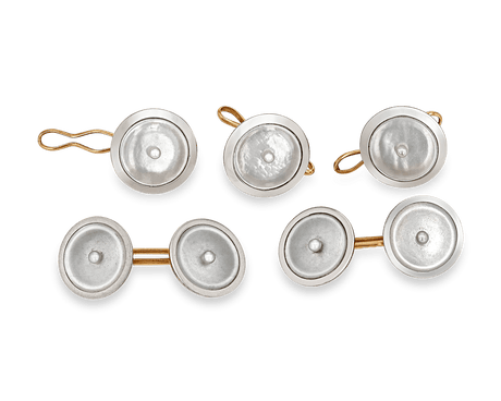 Gold and Mother of Pearl Cufflink and Shirt Stud Set